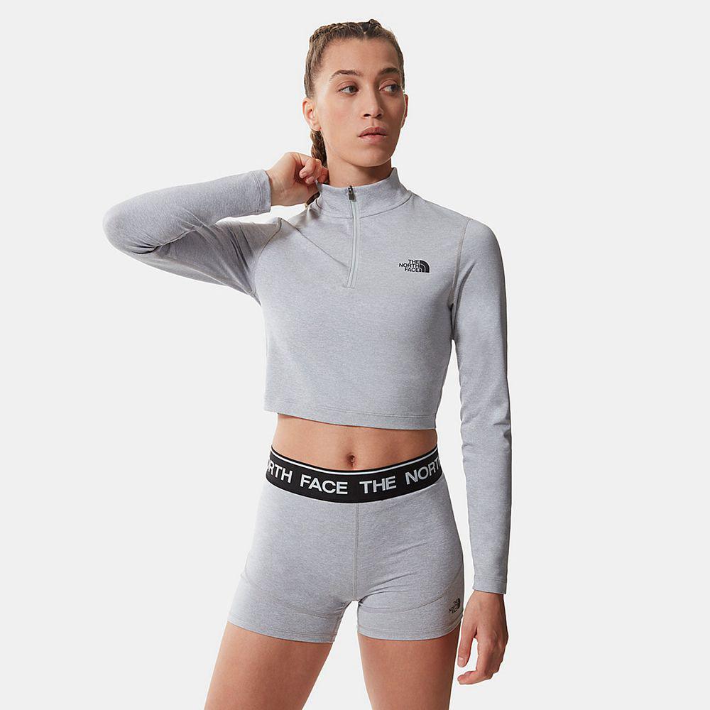 The North Face Crop Zip Through Γυναικεια Fleece - Ανοιχτο Γκρι (CFOL90762)